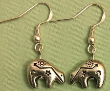 HEARTLINE BEAR EARRINGS - Pewter with Sterling Silver Ear Wires or GP