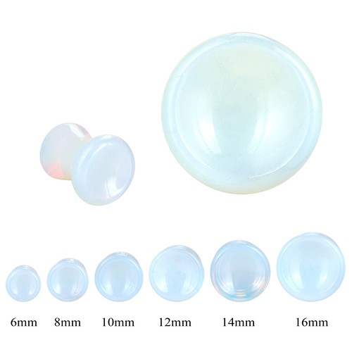 PAIR Organic Stone Ear Plugs Tunnels One Side Concave Ear Gauges 2G-16MM USA - Picture 9 of 17