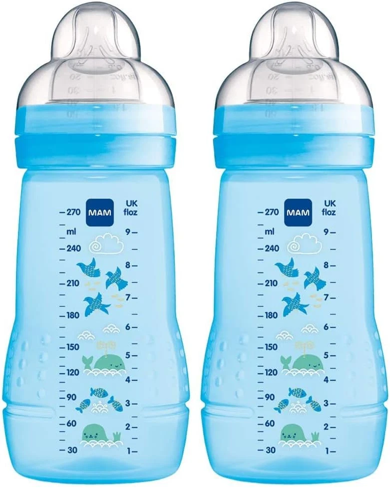 MAM Easy Active Baby Bottle with Medium Flow MAM Teats Size 2, Twin Pack of  Baby