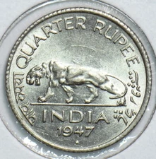 India British 1947 1/4 Rupee Tiger 298803 combine shipping
