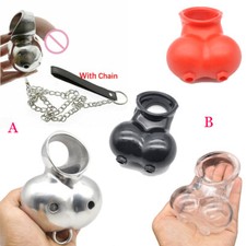 Male Steel Heavy Duty Ball Stretchers Scrotum Pendant Testicle Squeezer Device