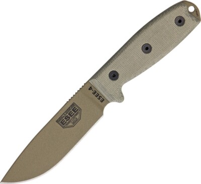 ESEE Model 4 Fixed Knife 4.5'' Powder Coated 1095HC Steel Blade Micarta Handle