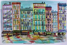 ORIGINAL City Landscape  WATERCOLOR Painting JMW Art John Williams Impressionism