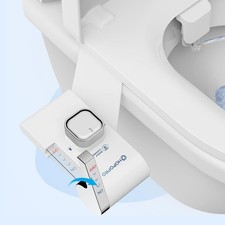 HOPOPRO Bidet with Single Finger Water Pressure Control, Self Cleaning White