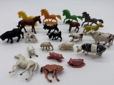 Vintage Hong Kong Farm Animal Toy Lot Horses Cows Pigs Sheep Figures