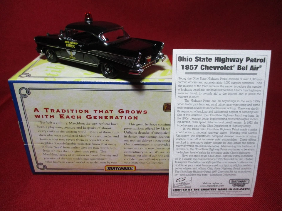 1:43 1957 Chevy Bel Air Ohio Highway Patrol Matchbox USA State Police Car - Image 2 of 4