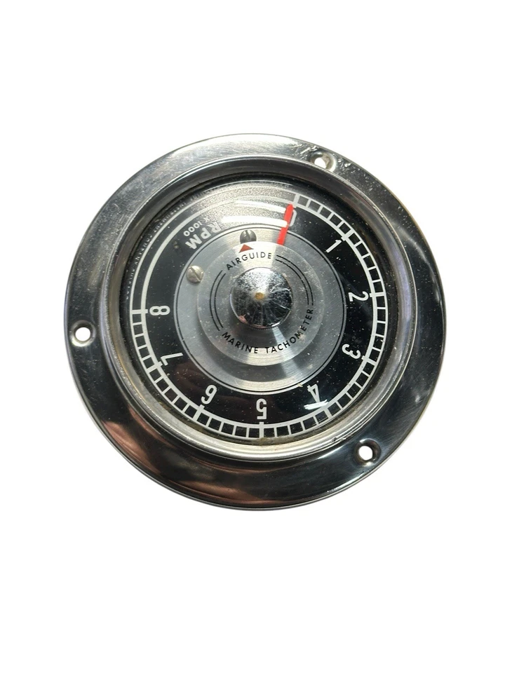 Vintage Airguide Marine Tachometer 8000 RPM Gauge Chrome Boat Part 691 - Image 2 of 4