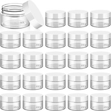 24 Pcs 1Oz Plastic Cosmetic Jars,Round Leak Proof Clear Container with Lid,Wide-