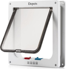 Depets Large Cat Door Outer Size 9.9" X 9.2" , 4 Way Locking Cat Flap Door for