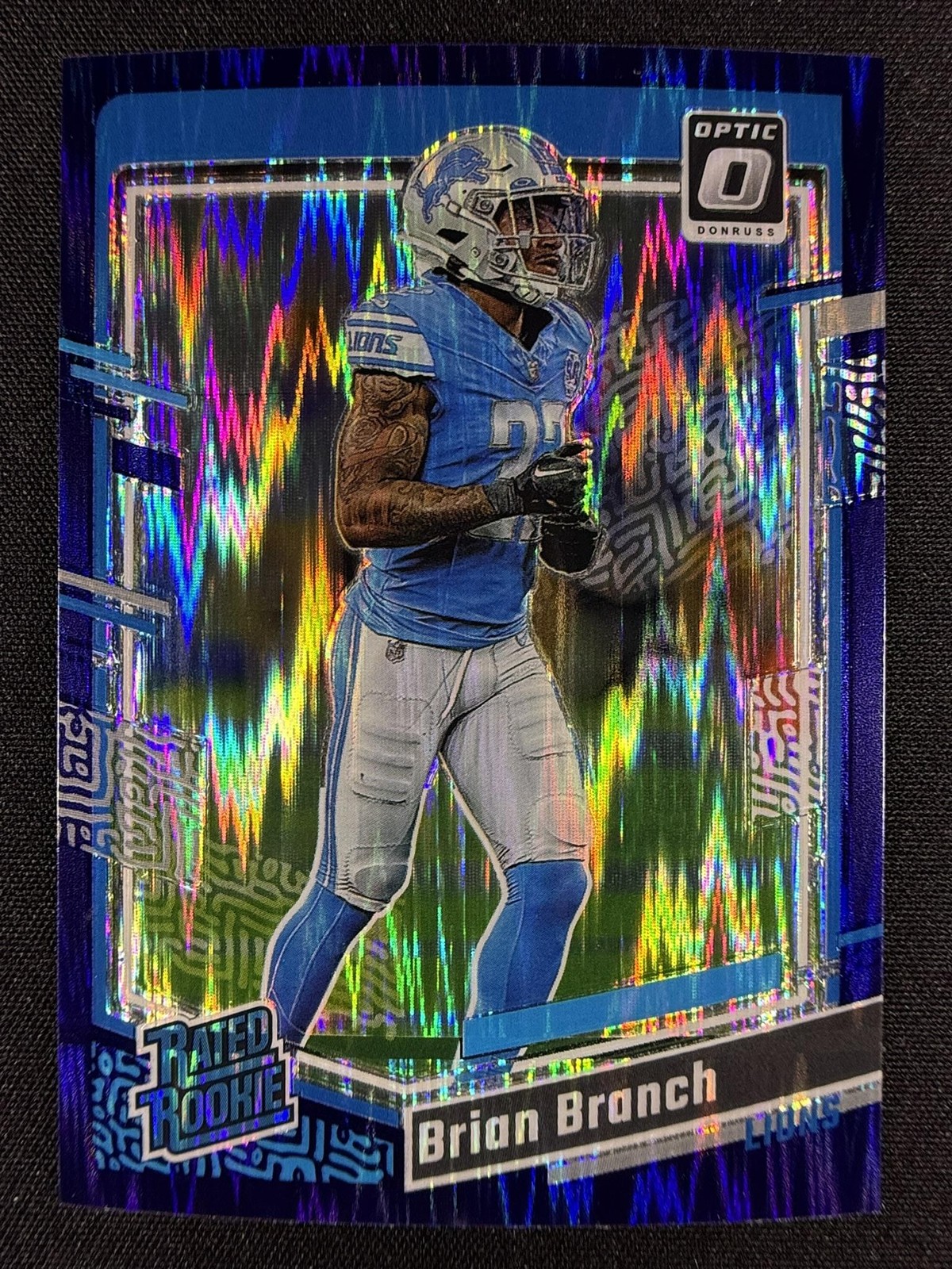 2023 Panini Donruss Optic #233 Brian Branch Purple Shock Rookie Prizm