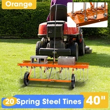 Lawn Dethatcher Rake Grass Sweeper, 40" Tow Behind Dethatcher ATV Mower 20 Tines
