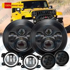 6pc For Jeep Wrangler 07-17 Jk Jku Set Black 7 Led Headlights Fog Lights Turn 6pc For Jeep Wrangler 07-17 Jk Jku Set Black 7 Led Headlights Fog Lights Turn