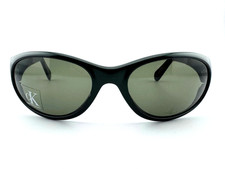 VINTAGE CALVIN KLEIN SUNGLASSES WRAPAROUND BLACK FRAME GREEN LENS Y2K NR 1008 19