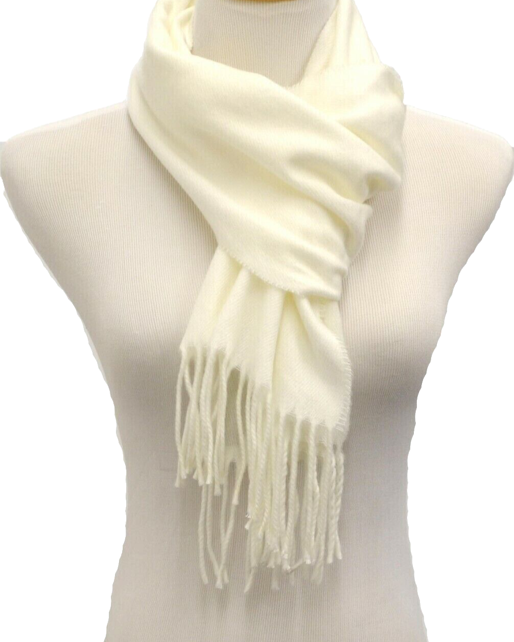 Cejon Women's Solid Ivory Fringe Italian Muffler Scarf New with Tags #123