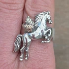 Vintage HM Coleman Co Solid Silver 10k Gold Black Hills Horse Ring Size T