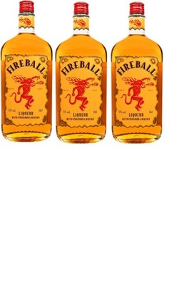 3 Flaschen Fireball Likör Blended With Cinnamon und Whisky a 0,7l Liquer