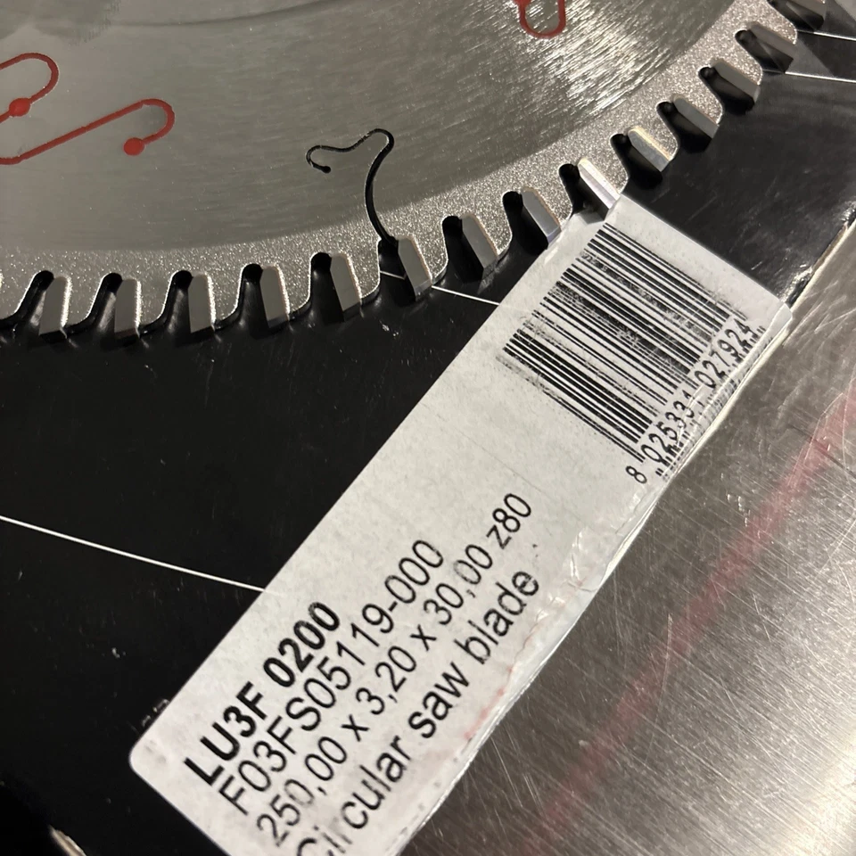 NUEVA HOJA DE SIERRA DE PANEL FREUD LU3F0200 paneles bilaminados alfombrilla de plástico. 250MM 80T Foto 2 de 2