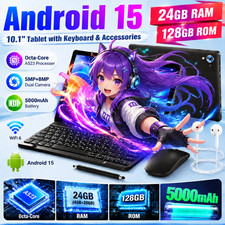 Android 15 Power Tablet   24GB RAM  128GB Storage, Octa-Core, WiFi 6 Gaming Acc