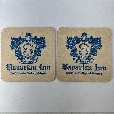 Schlang s Bavarian Inn Beer Coaster Advertising Vintage Gaylord Michigan MI