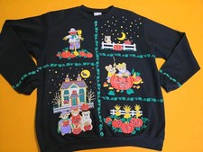 Vintage Spumoni Halloween Puffy Paint Double Sided Light Sweatshirt 1X USA