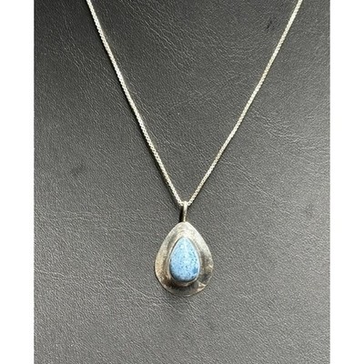925 Sterling Silver And Sodalite Pendant  Necklace Unbranded Estate