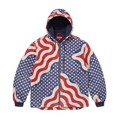 Supreme Flag Quilted Hooded Work Jacket Multicolor | eBay
