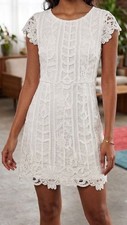 Mgirls by Material Girls White Lace Open-Back Cap Sleeve Mini Dress