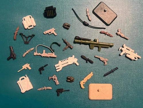 Lot Vintage GI Joe Accessories and Weapons Guns Knives Binoculars 1980s