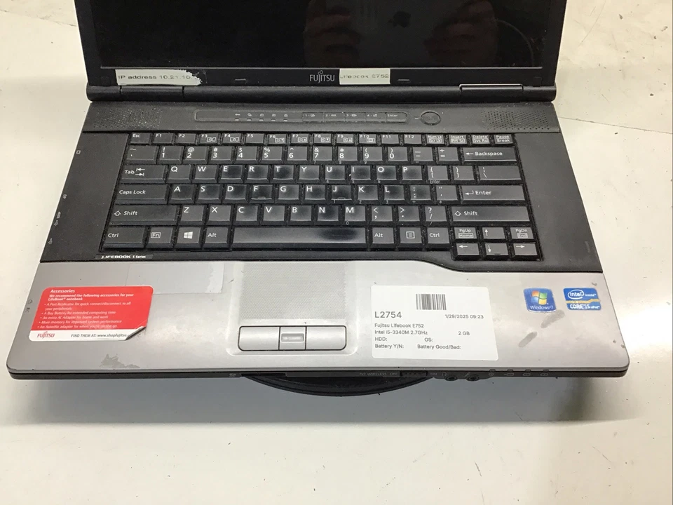 Fujitsu Lifebook E752 Intel i5-3340M 2.7GHz 2 GB NO HDD No Batt - Image 2 of 3