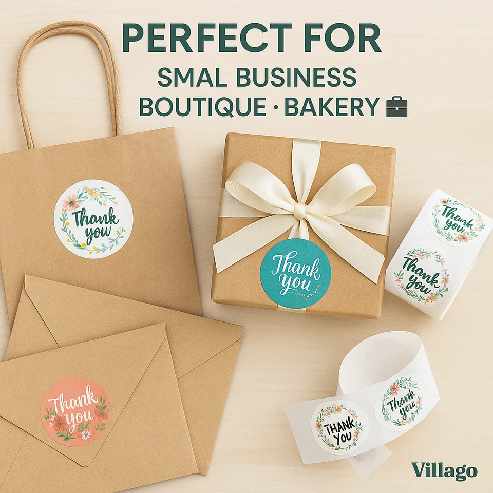 30,000 Thank You Stickers 1" Floral – 60 Rolls (48 Designs) Small Business Tags - Image 3 of 4