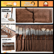 25-Piece Synthetic Nylon Paint Brush Set with Suede Roll  Palette Knife - Art S