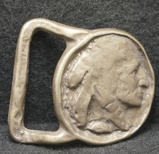 XB03140 VINTAGE 1970s  NATIVE AMERICAN INDIAN  SOLID BRASS BELT BUCKLE