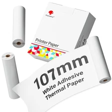 Phomemo White Self-Adhesive Thermal Paper, 4.3" Sticker Paper for Phomemo M04...
