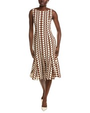 Oscar De La Renta Geo Stretch Wool-Blend Dress Women's Ivory 6