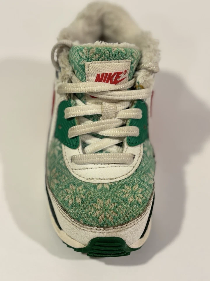 Suéter de Natal Nike Air Max 90 infantil tamanho 9C vermelho branco verde DC1623-100 - Imagem 3 de 4