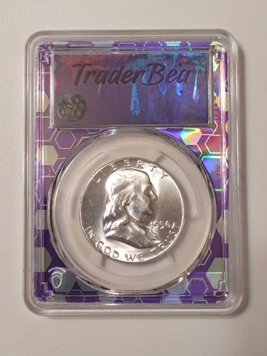1956 Franklin Half Dollar PCGS MS63 90% Silver  Trader Bee Purple core