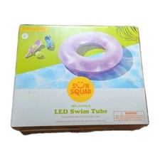 Sun Squad Inflatable LIGHTS UP LED Swim Ring Floaty 36" W/Purple Light Balls