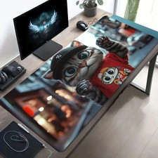 1pc Large-sized Esports Gaming Mouse Pad with Colorful Cartoon Cat Wearing a Ha