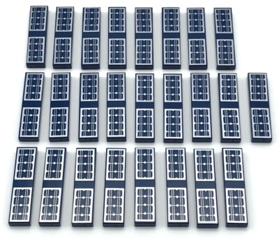 Lego 25 New Dark Blue Tiles 1 x 4 with Solar Panels Pattern Parts