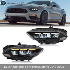 HCmotion LED Headlights Clear For Ford Mustang 2018-2023 Animation Assembly