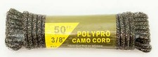 Braided Utility Rope 3/8" x 50' Polypropylene Fiber Strands Camo Color