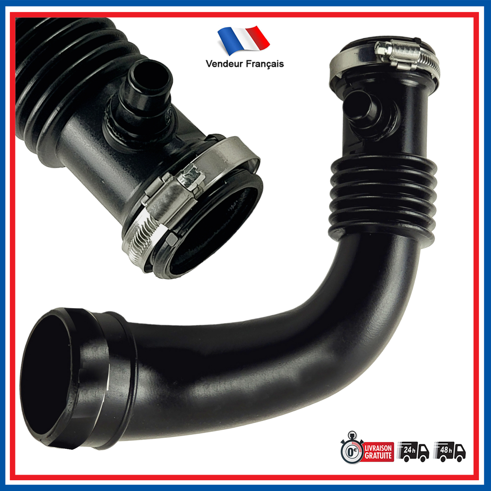 Gaine suralimentation RENAULT SCENIC II 1.9 DCI en caoutchouc noir durci OE 8200201615