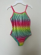 Girls One Piece Mermaid Swimsuit Large 10 12 Rainbow