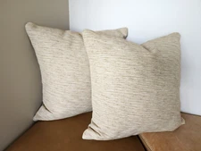 Roth & Tompkins 20x20 Throw Pillow Cover Pair Woven Toffee Damask Zippered NEW