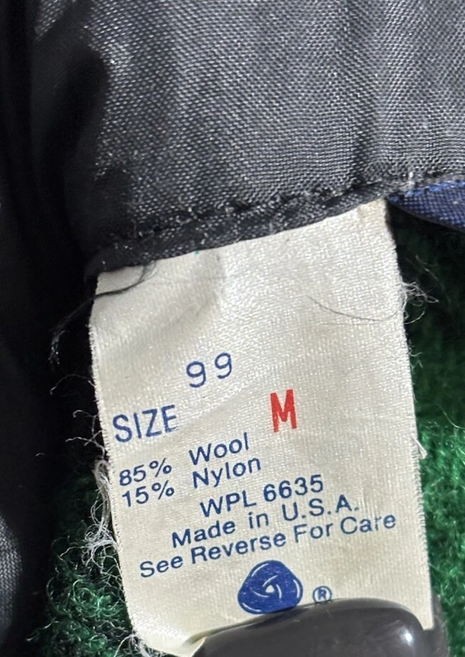 Vintage 70s Woolrich Sz M Wool Green Black Plaid Jacket Shirt USA - Image 4 of 4