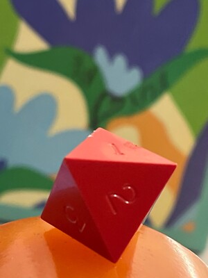 Vtg Gamescience opaque red uninked d8 rpg d&d dice 101124@