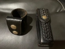 Leather Safety Speed Baton Holder & Safari Land S&W 39 45 Auto Clip Holder