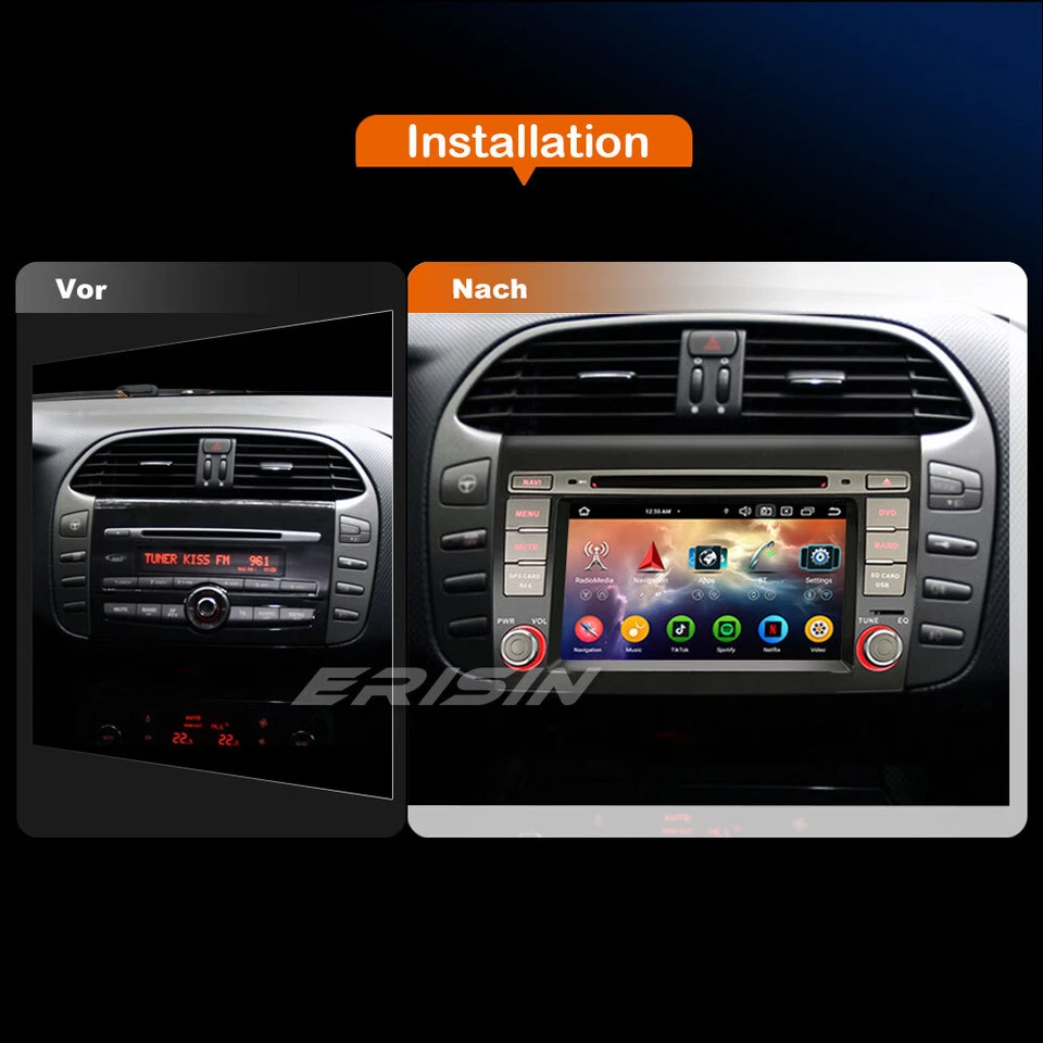 4+64GB Android 14 DVD Autoradio GPS Navi Für Fiat Bravo IPS DAB+CarPlay Wifi IPS - Bild 2 von 4