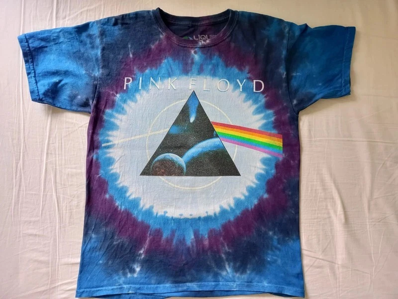 T-shirt - Pink Floyd - The Dark Side of The Moon - Teinté Liquid Blue - Photo 1/4