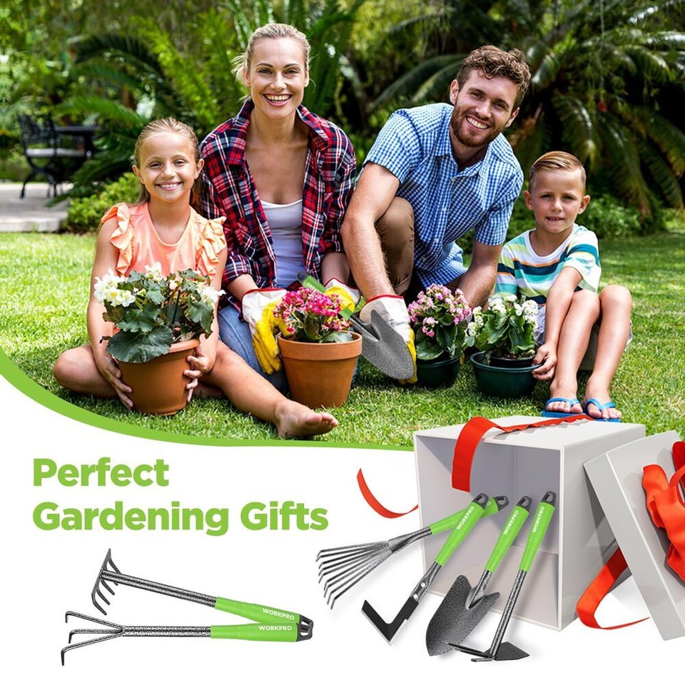 Trowel And Rake WORKPRO 6pc Garden Tool Set Heavy Duty Rubber Handle Trowel Rakes Hoe ...